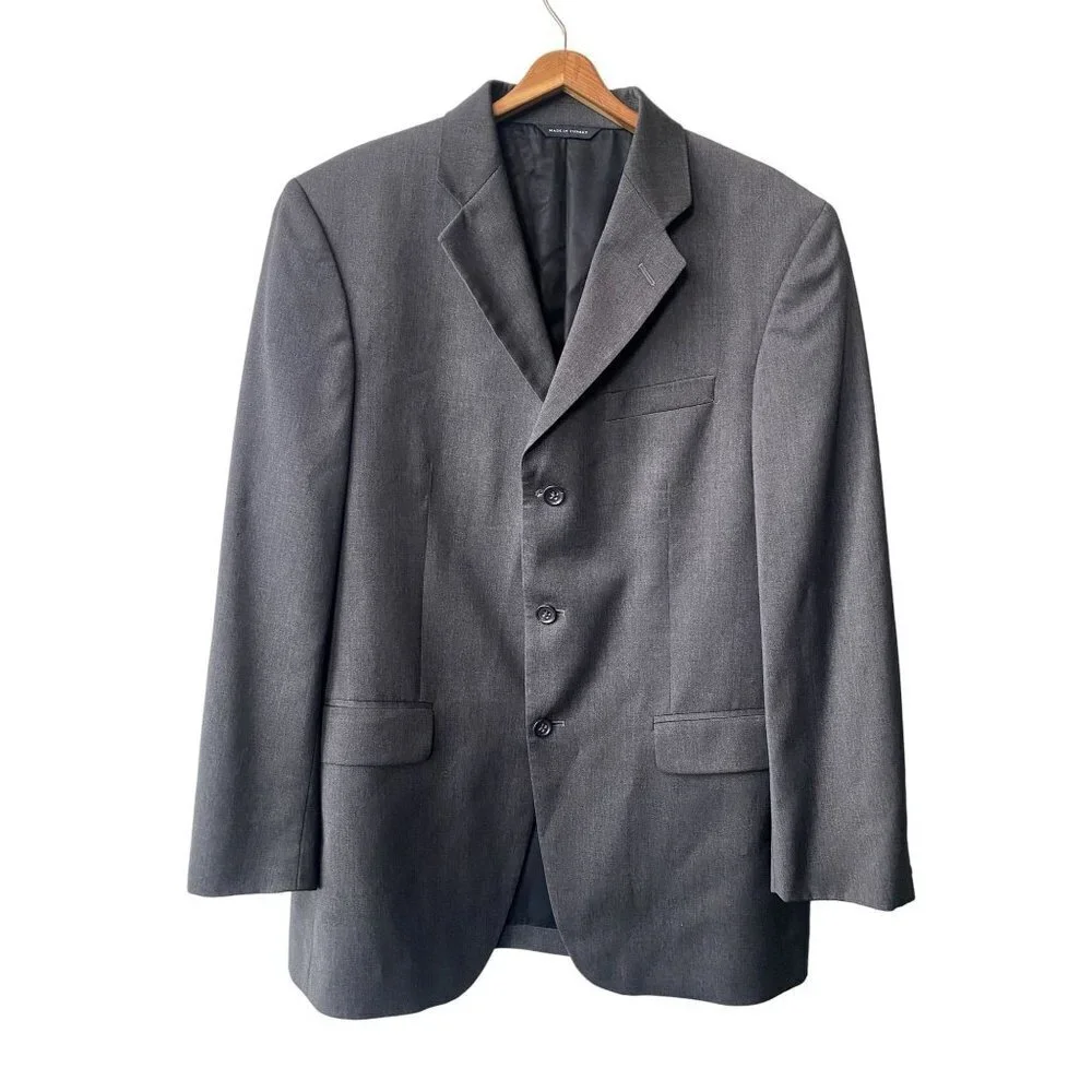 Banana Republic‎ Mens 42R 100% Wool Three Button Gray Sport Coat Jacket
